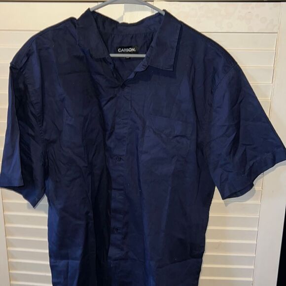 Carbon 2XL blue short sleeve button down shirt - Picture 1 of 5